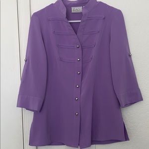 Purple button-up with silver buttons